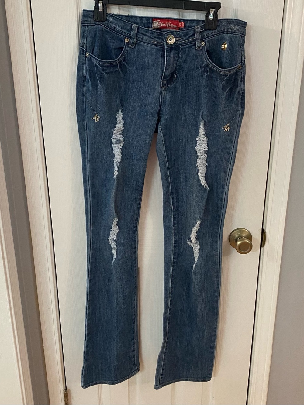 Apple‎ Bottoms Distressed Bootcut Stretch Denim Jeans Size 7/8
